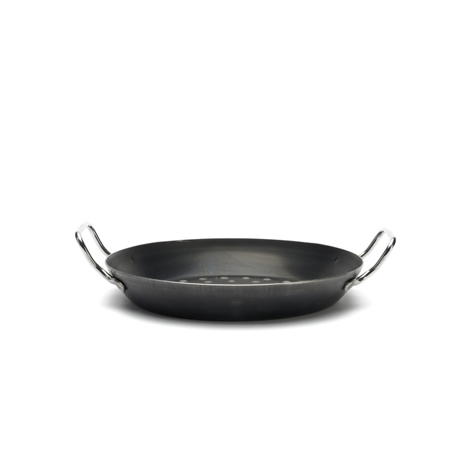 Perforeret kulstofstålpande til grill, Ø28CM - de Buyer Perforeret kulstofstålpande til grill, Ø28CM - de Buyer
