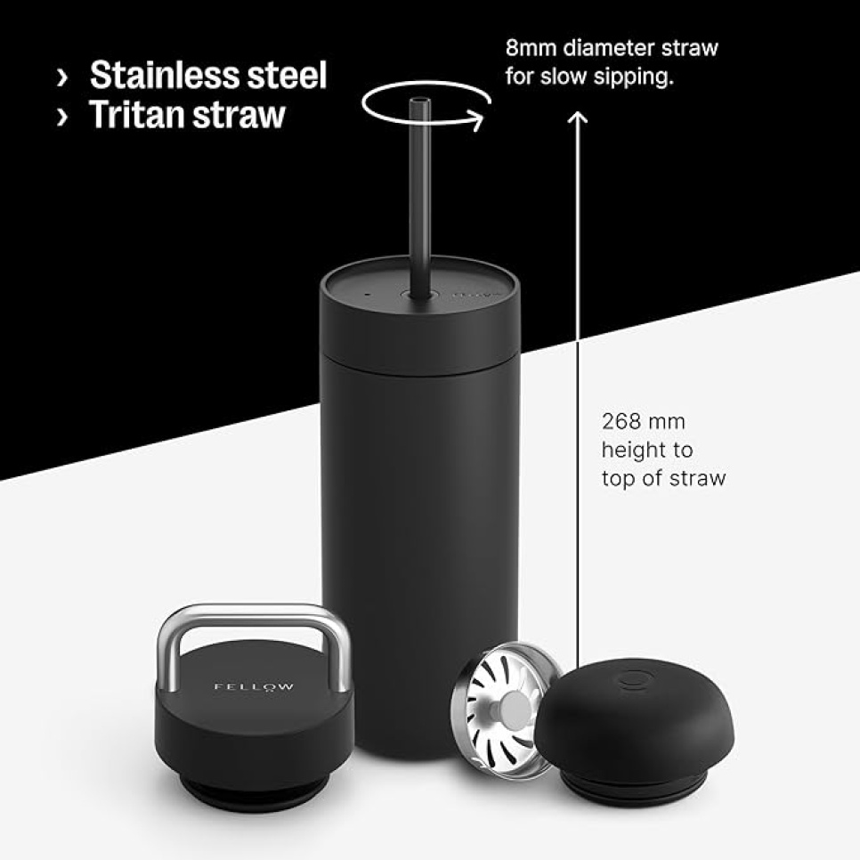 Termokande, Carter 3 i 1 Sip System, Matt Black 16oz - Fellow Termokande, Carter 3 i 1 Sip System, Matt Black 16oz - Fellow