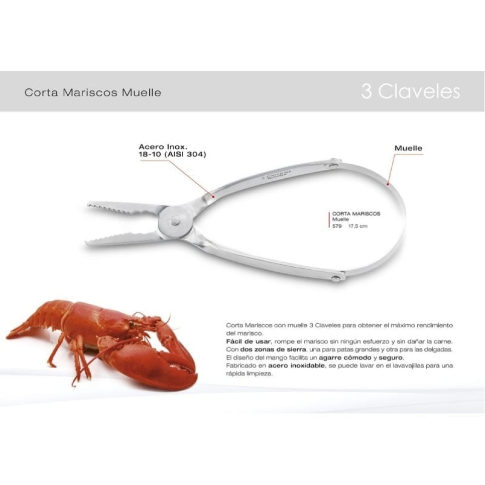 Skaldyrsaks til mindre skaldyr, 17,5 cm - 3 Claveles Skaldyrsaks til mindre skaldyr, 17,5 cm - 3 Claveles