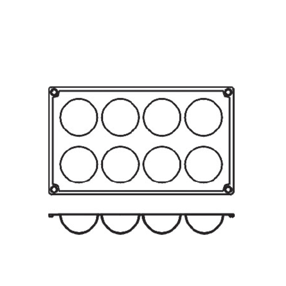 Bageform i silikone, halv kugle, 8 stk - Pavoni Bageform i silikone, halv kugle, 8 stk - Pavoni