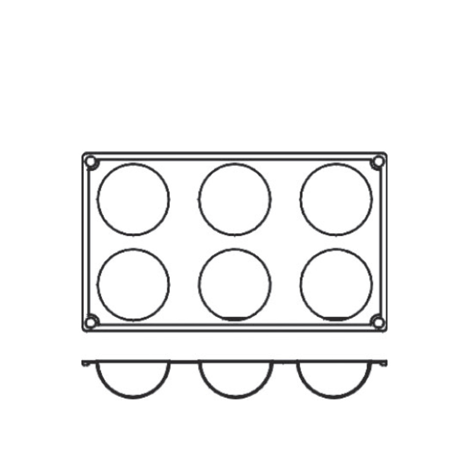 Bageform i silikone, halv kugle, 6 stk - Pavoni Bageform i silikone, halv kugle, 6 stk - Pavoni