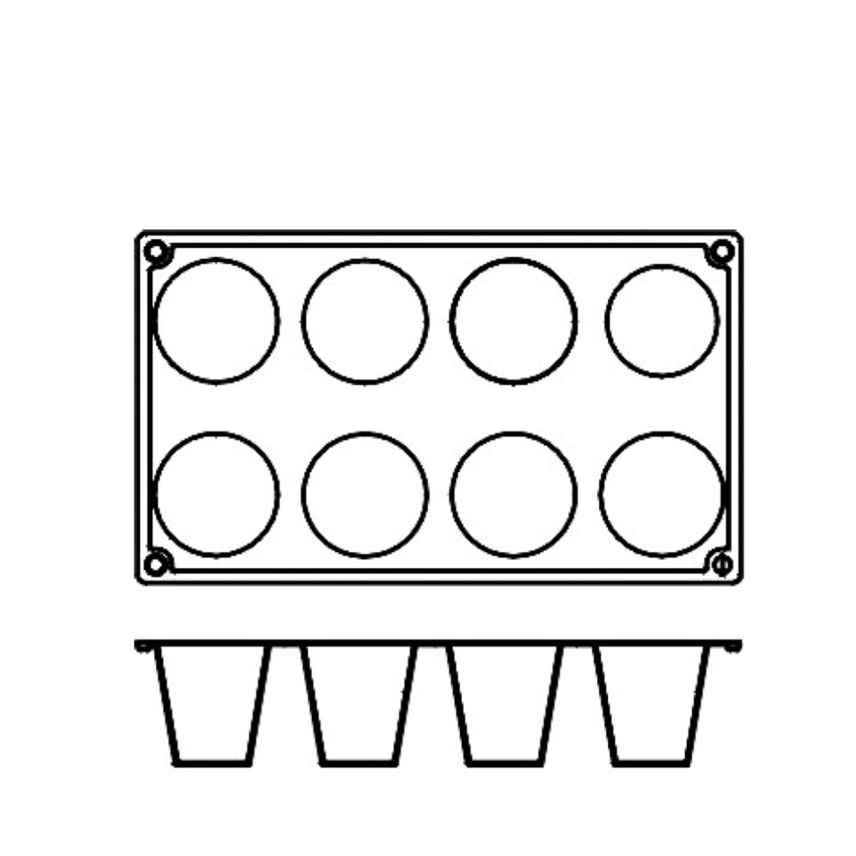 Bageform i silikone, kegle, 8 stk - Pavoni Bageform i silikone, kegle, 8 stk - Pavoni
