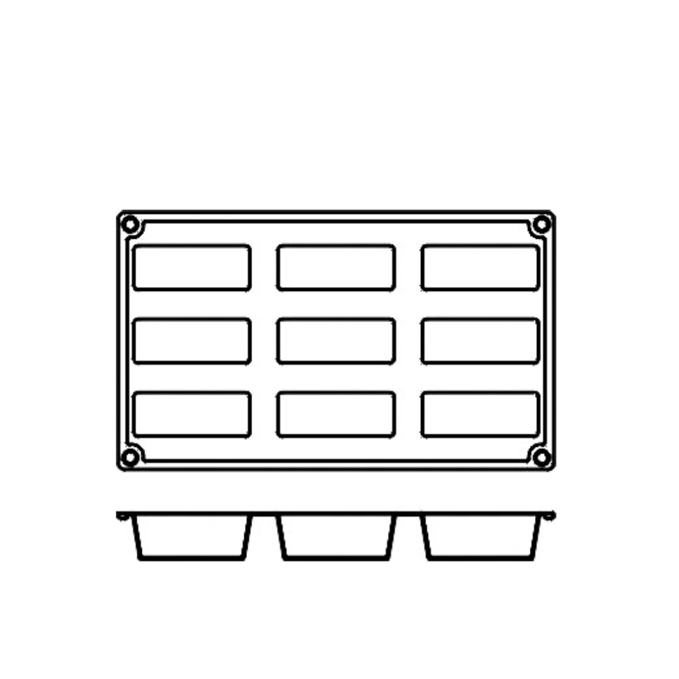 Bageform i silikone, rektangel, 9 stk - Pavoni Bageform i silikone, rektangel, 9 stk - Pavoni