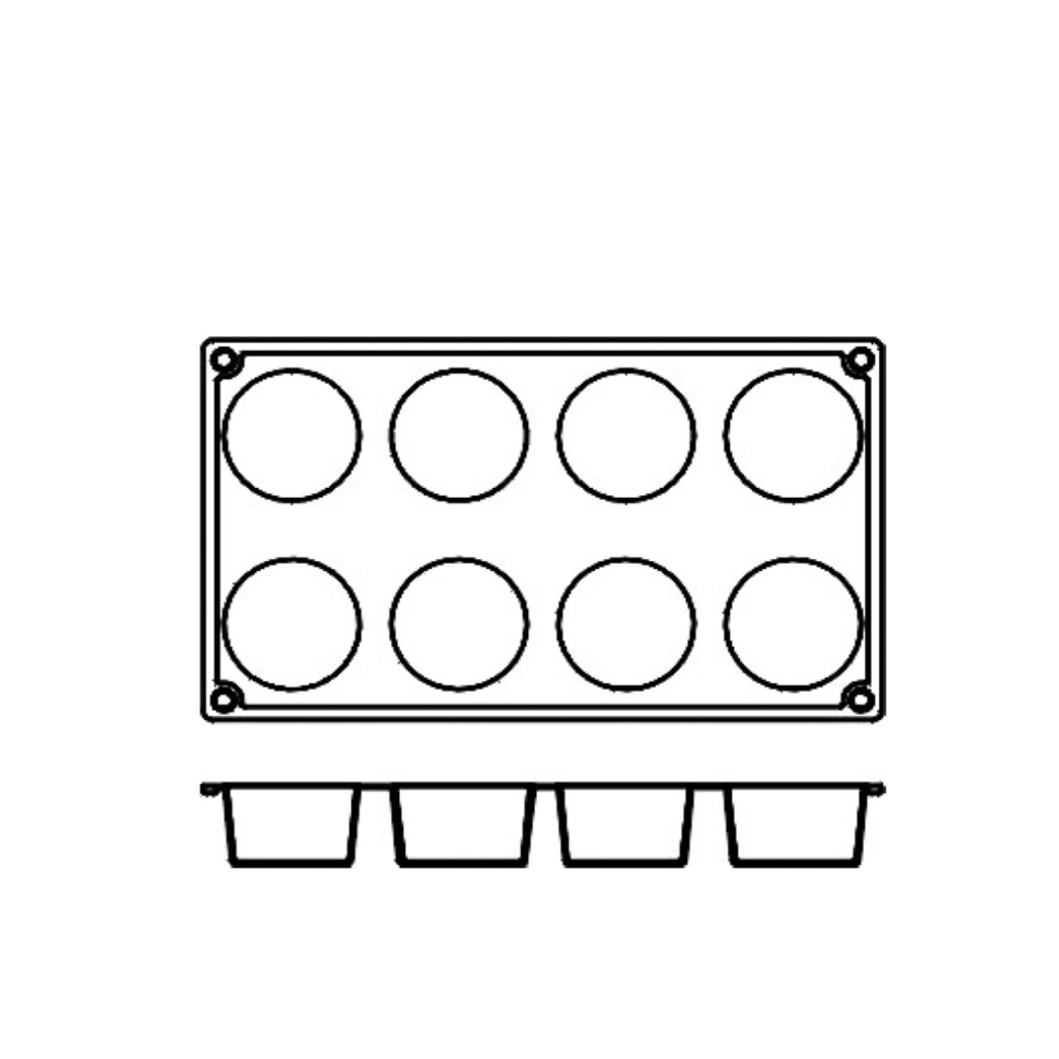 Bageform i silikone, cylinder, 8 stk - Pavoni Bageform i silikone, cylinder, 8 stk - Pavoni