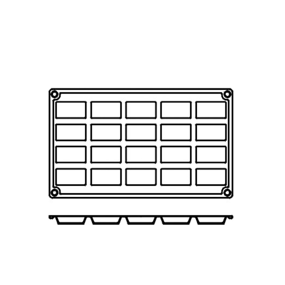 Bageform i silikone, rektangel, 20 stk - Pavoni Bageform i silikone, rektangel, 20 stk - Pavoni