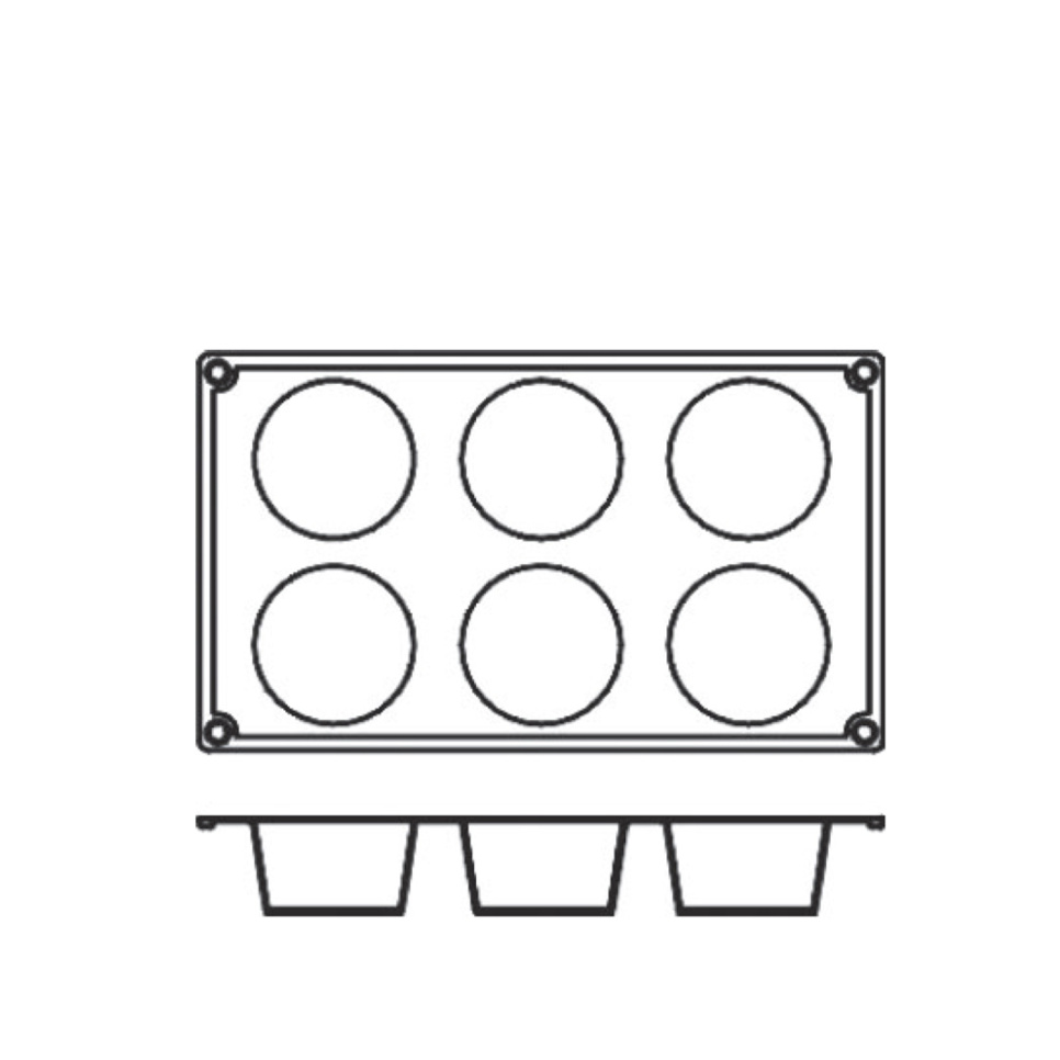 Bageform i silikone, cylinder, 6 stk - Pavoni