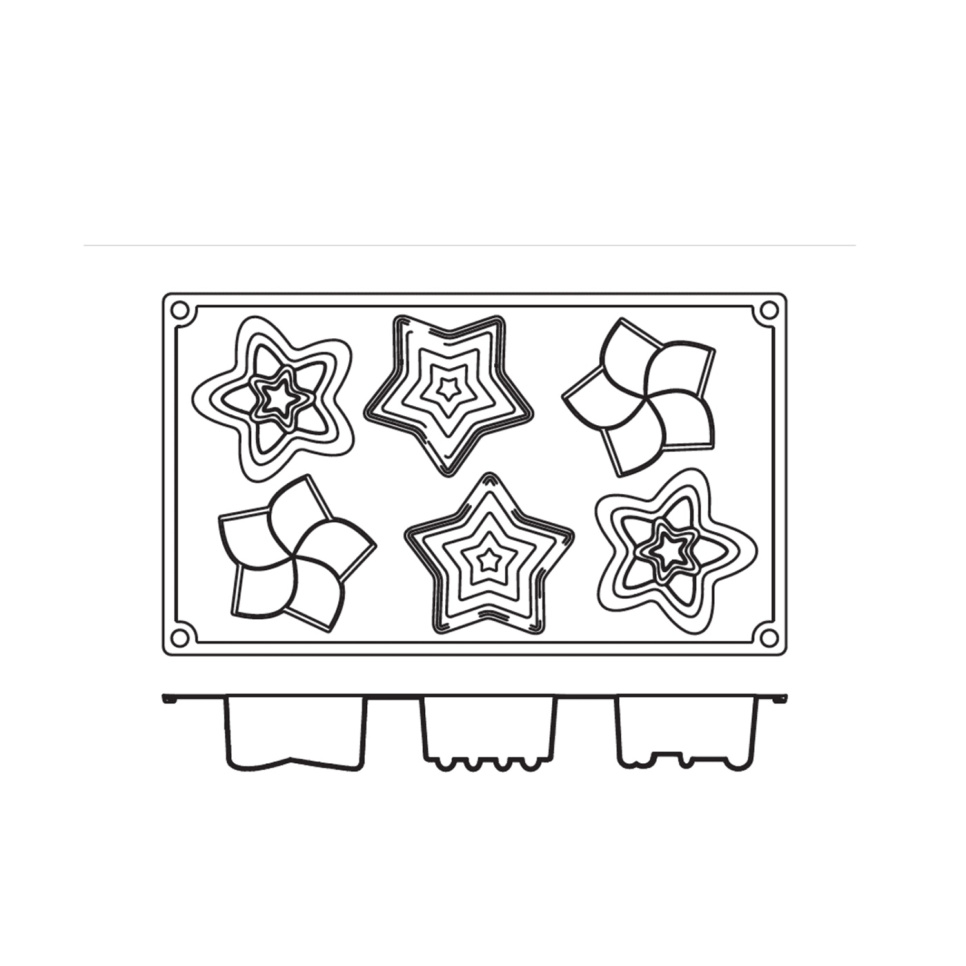 Bageform i silikone, julestjerne, 6 stk - Pavoni Bageform i silikone, julestjerne, 6 stk - Pavoni