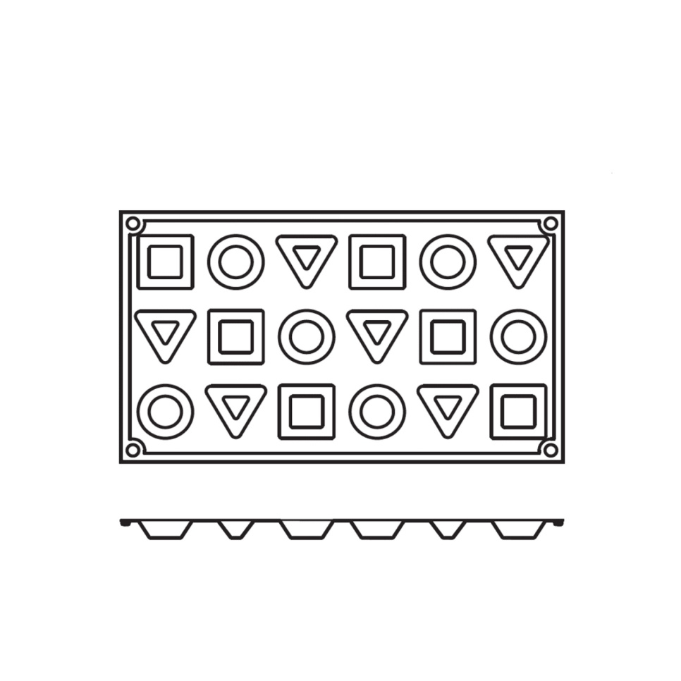 Bageform i silikone, rund, firkantet, trekant 18 stk - Pavoni Bageform i silikone, rund, firkantet, trekant 18 stk - Pavoni