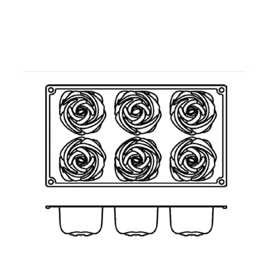 Bageform i silikone, rose, 6 stk - Pavoni