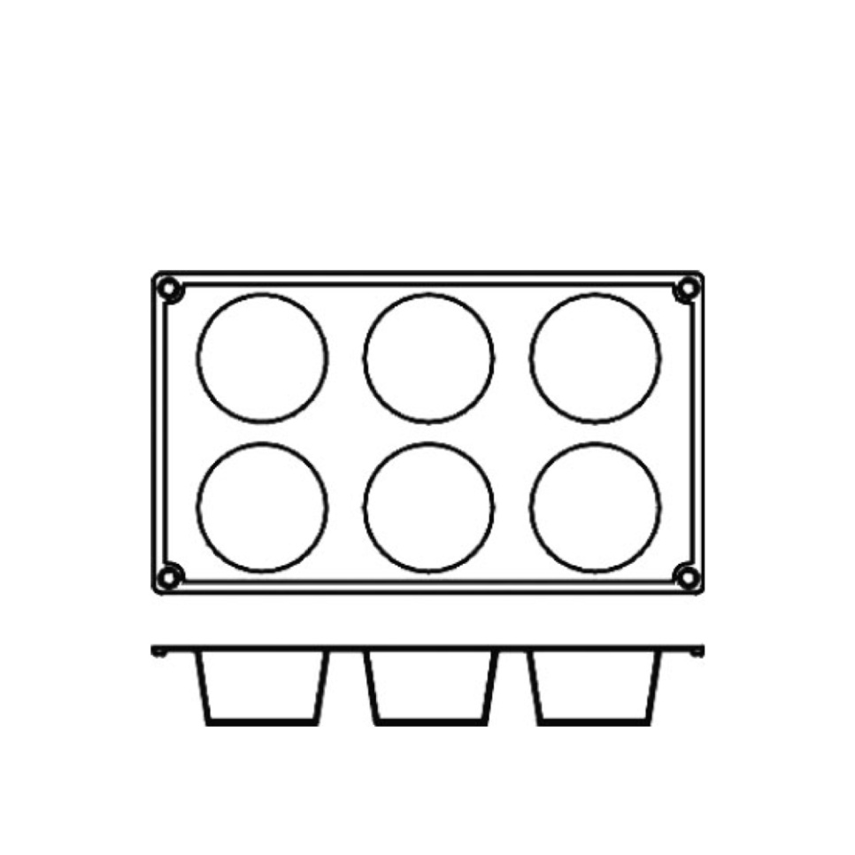 Bageform i silikone, cylinder, 6 stk - Pavoni