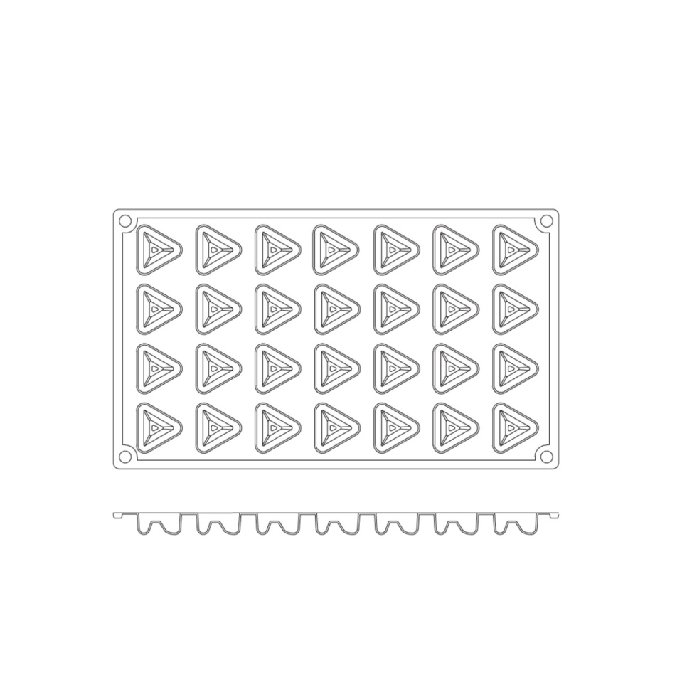 Bageform i silikone, lille trekantet savarin, 28 stk - Pavoni