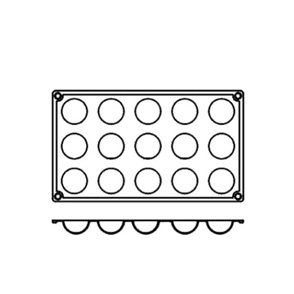 Bageform i silikone, halvkugle, 15 stk - Pavoni Bageform i silikone, halvkugle, 15 stk - Pavoni