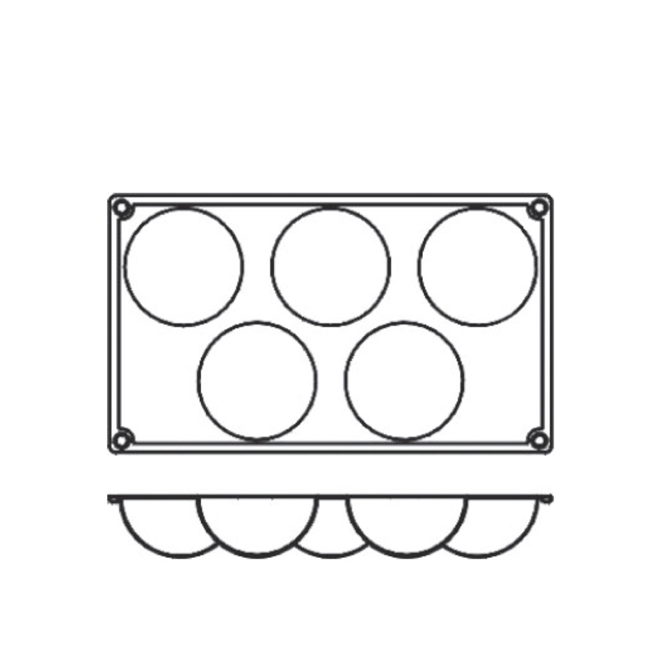Bageform i silikone, halv kugle, 5 stk - Pavoni Bageform i silikone, halv kugle, 5 stk - Pavoni