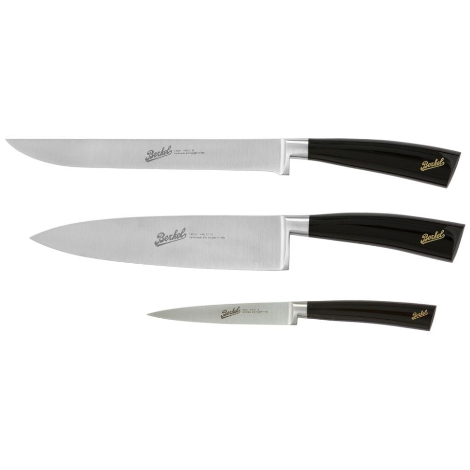 Knivsæt i tre dele, Elegance Glossy Black - Berkel i gruppen Madlavning / Køkkenknive / Kniv-sæt hos The Kitchen Lab (1870-23985)