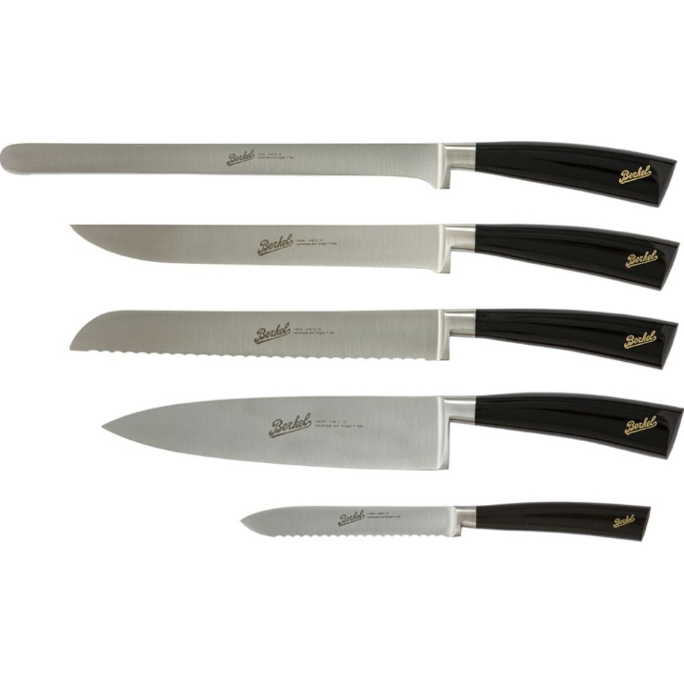 Knivsæt i fem dele, Elegance Glossy Black - Berkel i gruppen Madlavning / Køkkenknive / Kniv-sæt hos The Kitchen Lab (1870-23986)