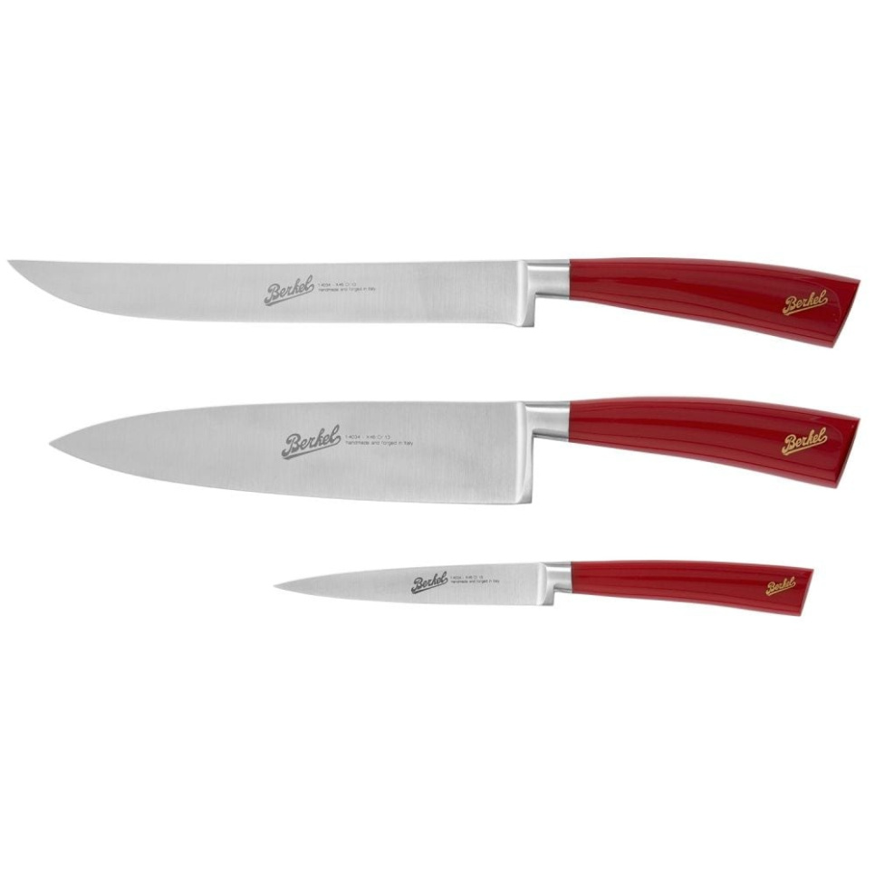 Knivsæt i tre dele, Elegance Red - Berkel i gruppen Madlavning / Køkkenknive / Kniv-sæt hos The Kitchen Lab (1870-23990)