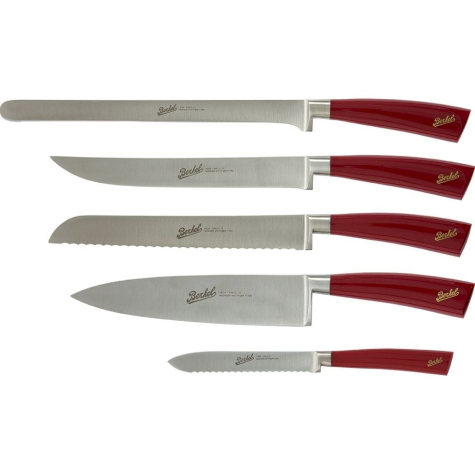 Knivsæt i fem dele, Elegance Red - Berkel i gruppen Madlavning / Køkkenknive / Kniv-sæt hos The Kitchen Lab (1870-23991)