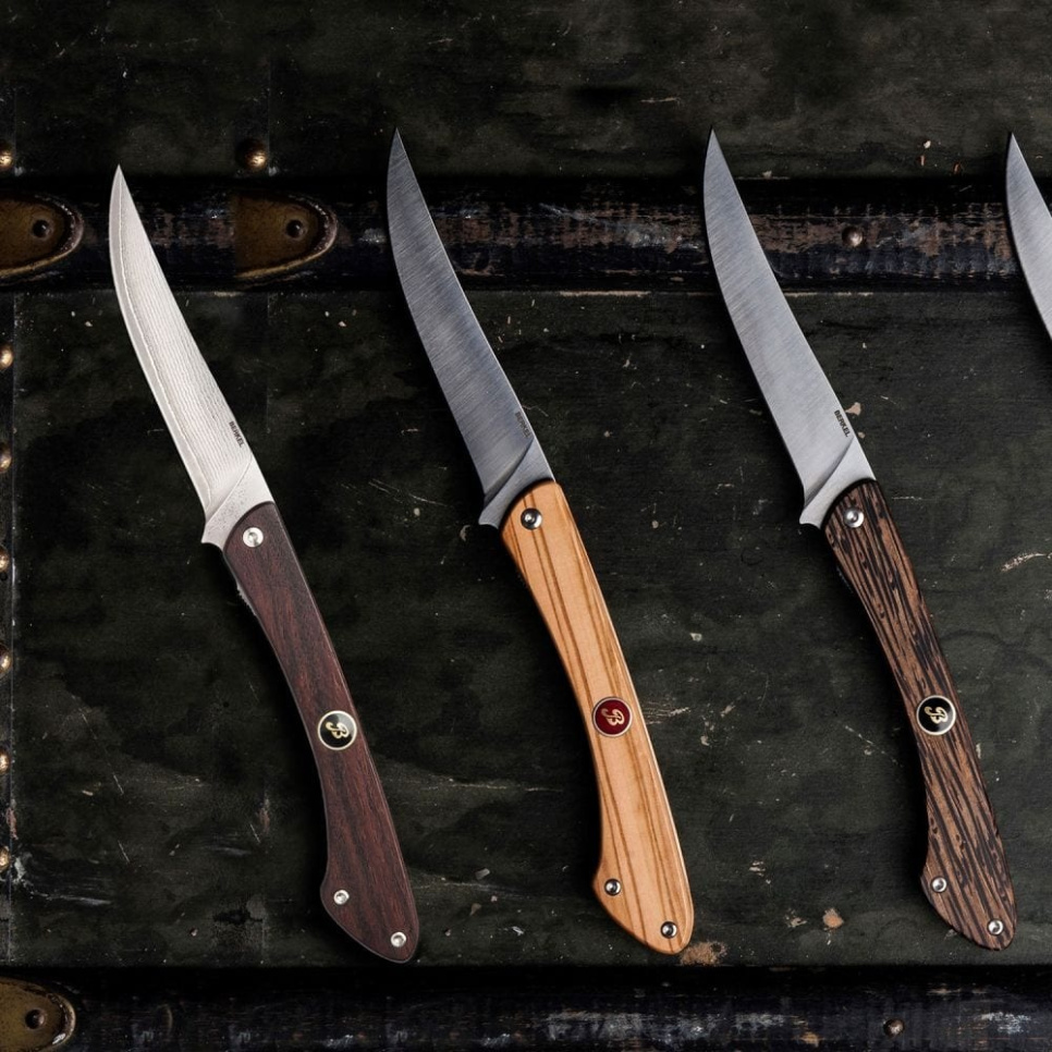 Damask foldekniv 12 cm med skaft af palisander - Berkel