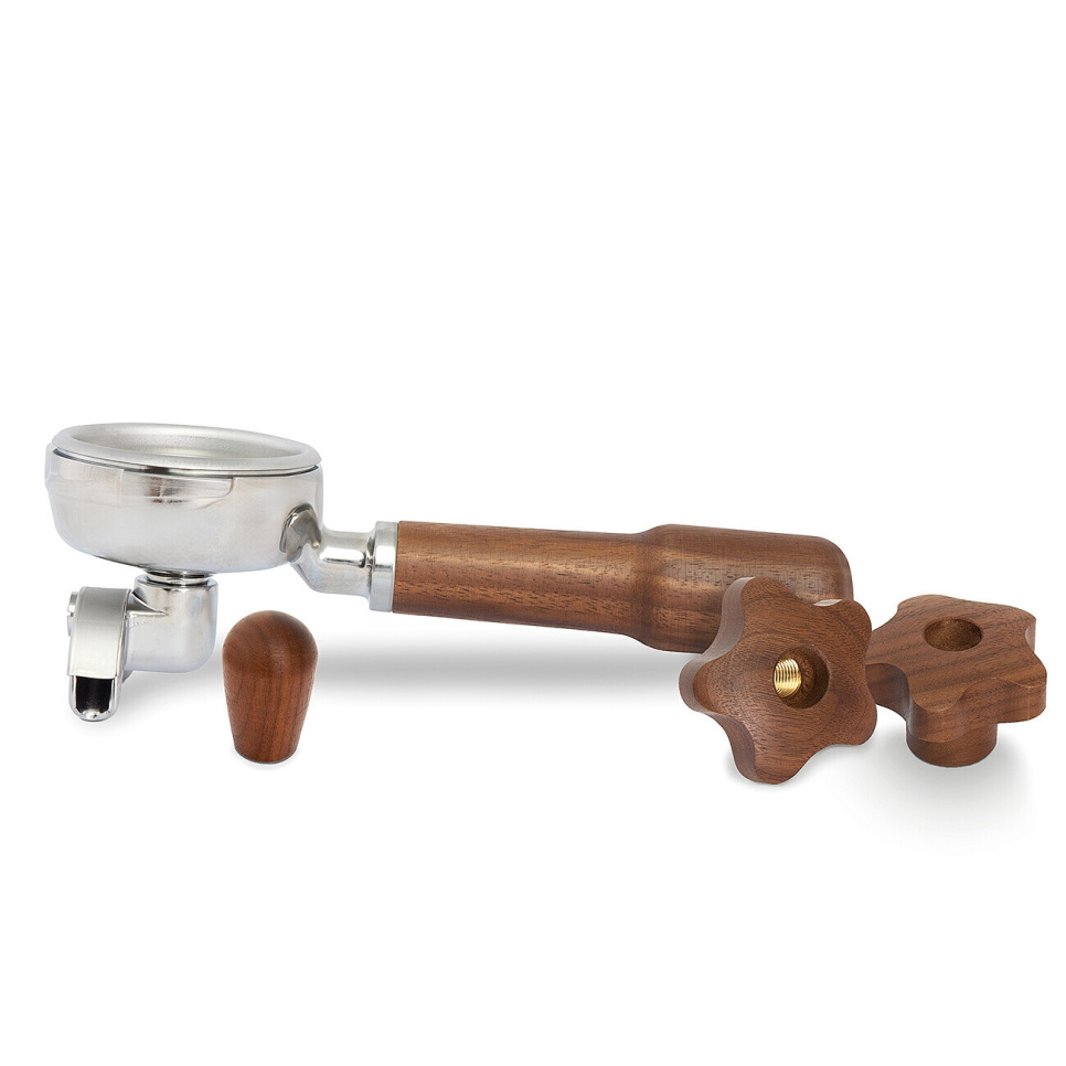 Sæt med portafilter og drejeknapper til Botticelli Evoluzione, valnød - La Pavoni i gruppen Te & Kaffe / Kaffe tilbehør / Øvrige tilbehør hos The Kitchen Lab (1984-31500)