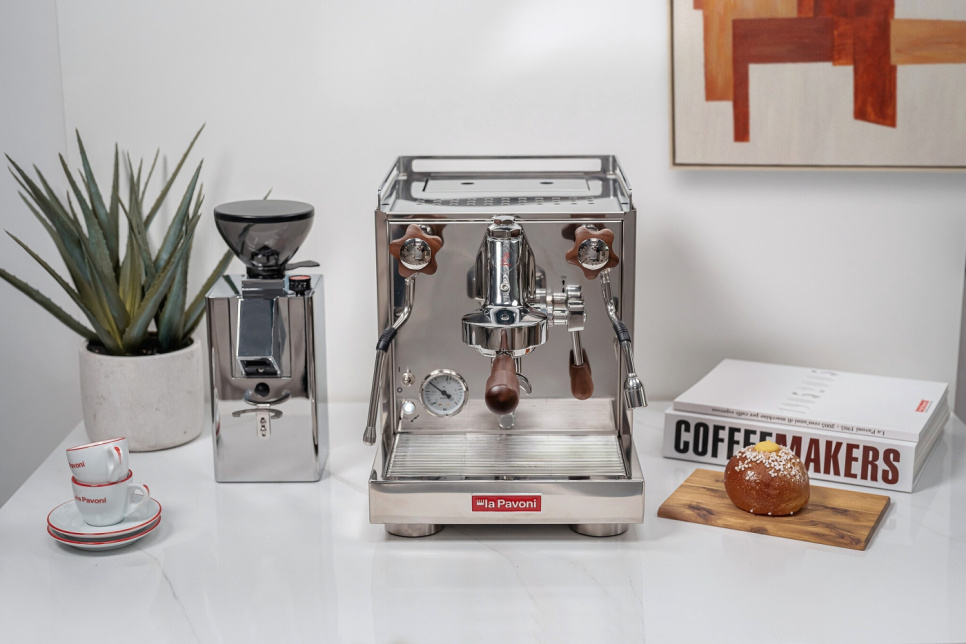 Sæt med portafilter og drejeknapper til Botticelli Evoluzione, valnød - La Pavoni