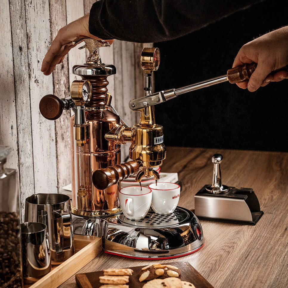 Retro manuel espressomaskine, Esperto Edotto, rosaguld - La Pavoni