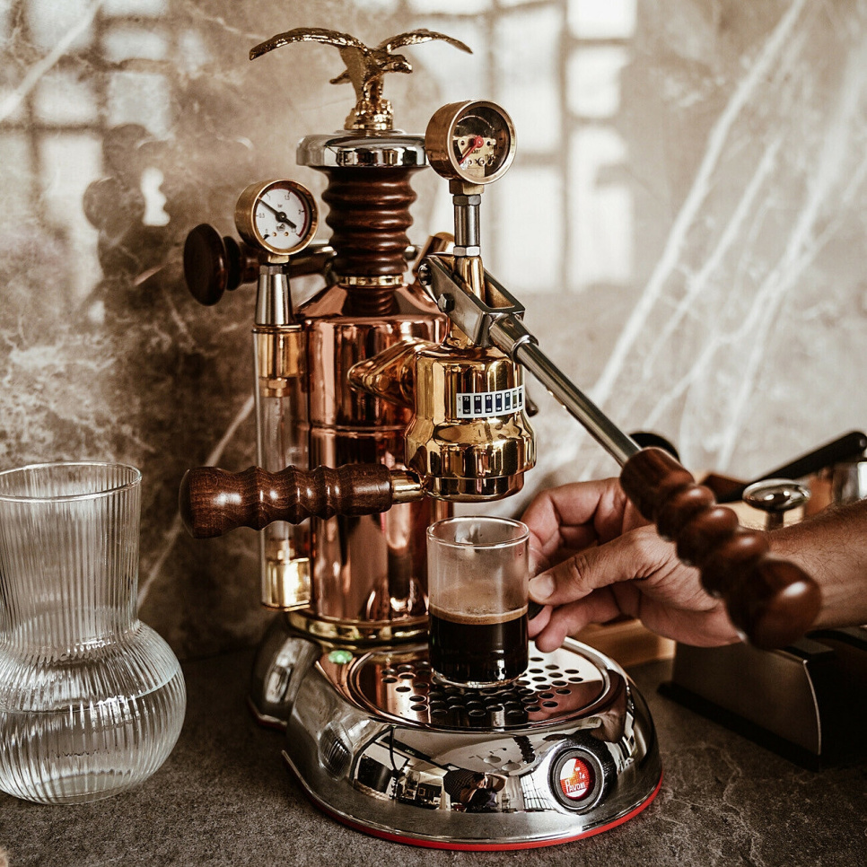Retro manuel espressomaskine, Esperto Edotto, rosaguld - La Pavoni