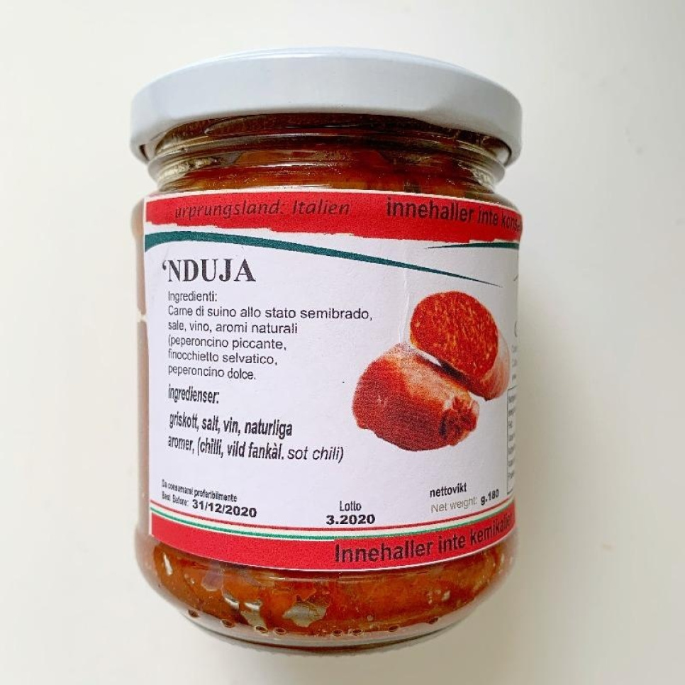 Nduja fra frilandsgrise, 180gr - Fattoria de Lillas i gruppen Madlavning / Kolonial hos The Kitchen Lab (2022-25691)