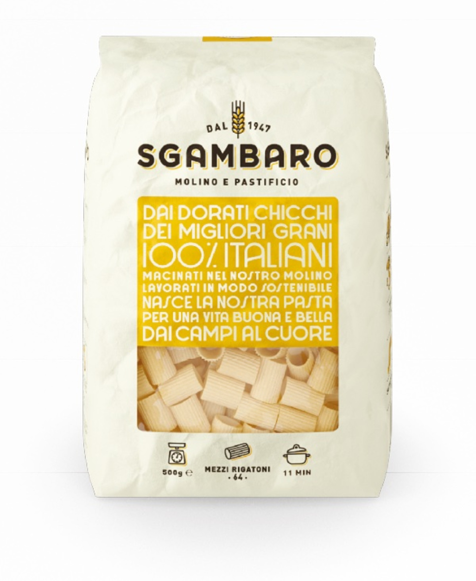 Mezzi rigatoni Linea Gialla Marco Aurelio, 500g - Sgambaro i gruppen Madlavning / Kolonial hos The Kitchen Lab (2022-28320)