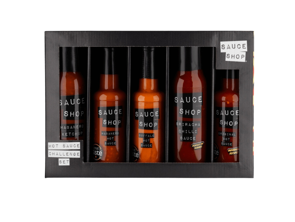 Hot Sauce Challenge, Sæt med fem Chilisaucer - Sauce Shop i gruppen Madlavning / Kolonial hos The Kitchen Lab (2070-26812)