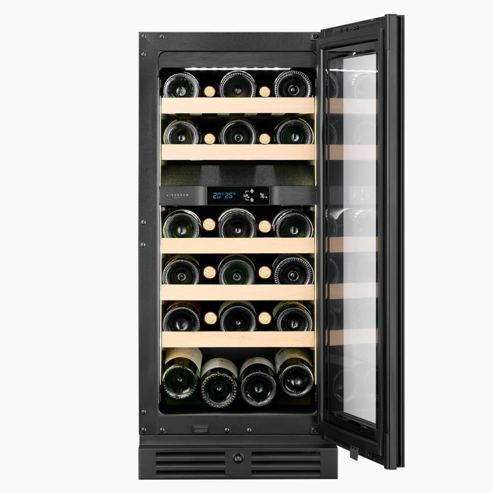 Vinkøleskab Designline 40, Dobbeltzone, Sort - Vigneron