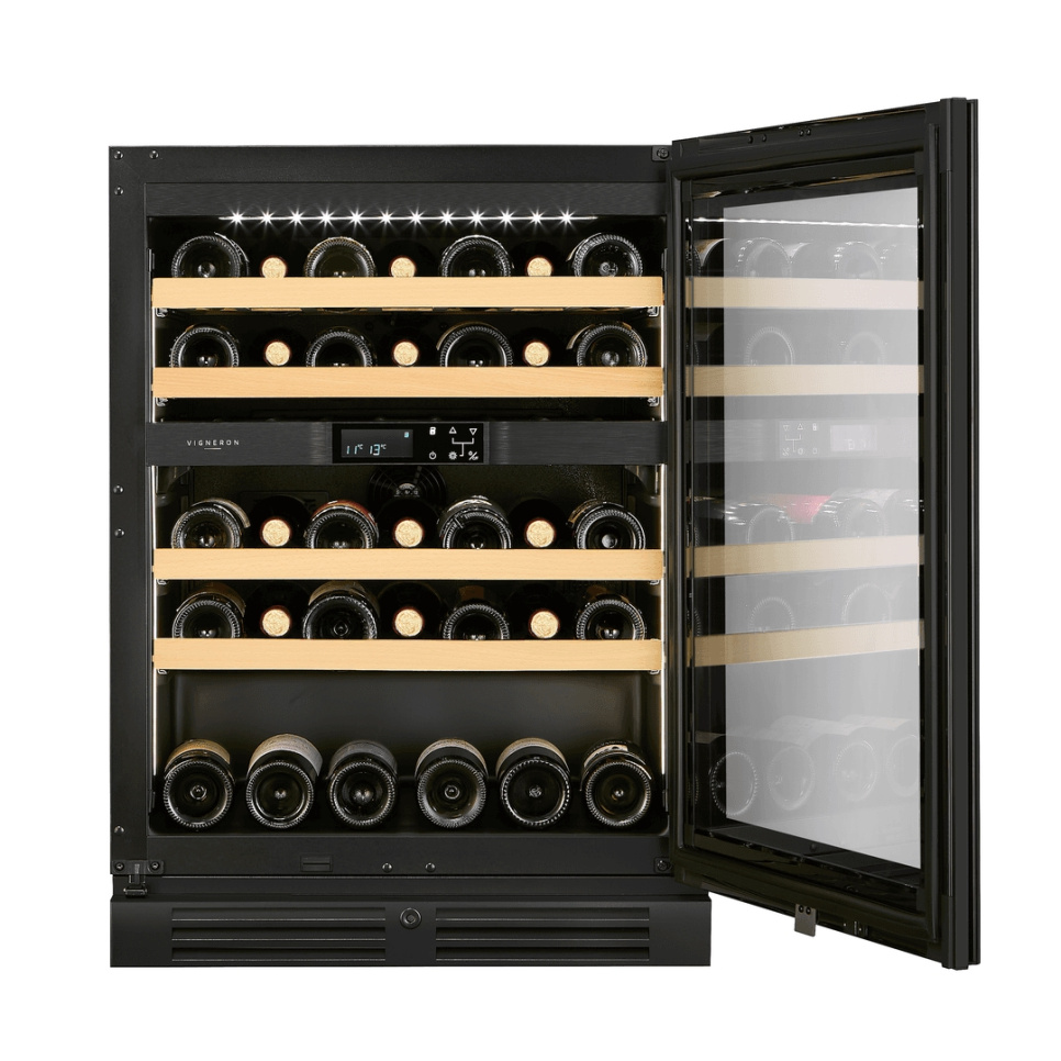 Vinkøleskab Designline 60, Dobbeltzone, Sort - Vigneron
