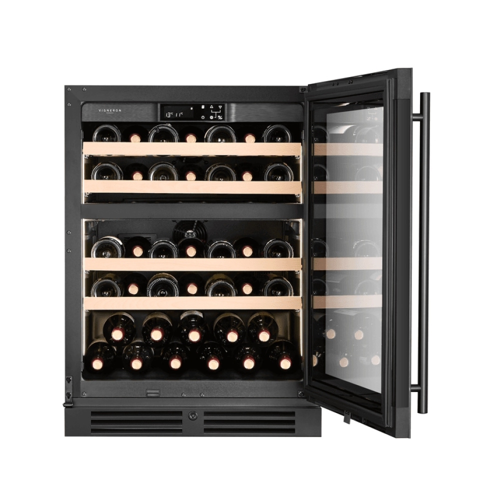 Vinkøleskab Kitchen Collection 60, Dobbeltzone, Sort - Vigneron