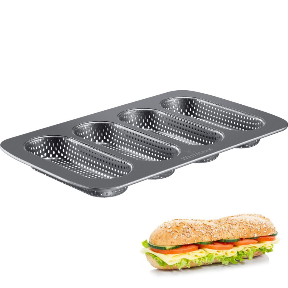 Perforeret bageform til mini-baguetter, non-stick - Westmark Perforeret bageform til mini-baguetter, non-stick - Westmark