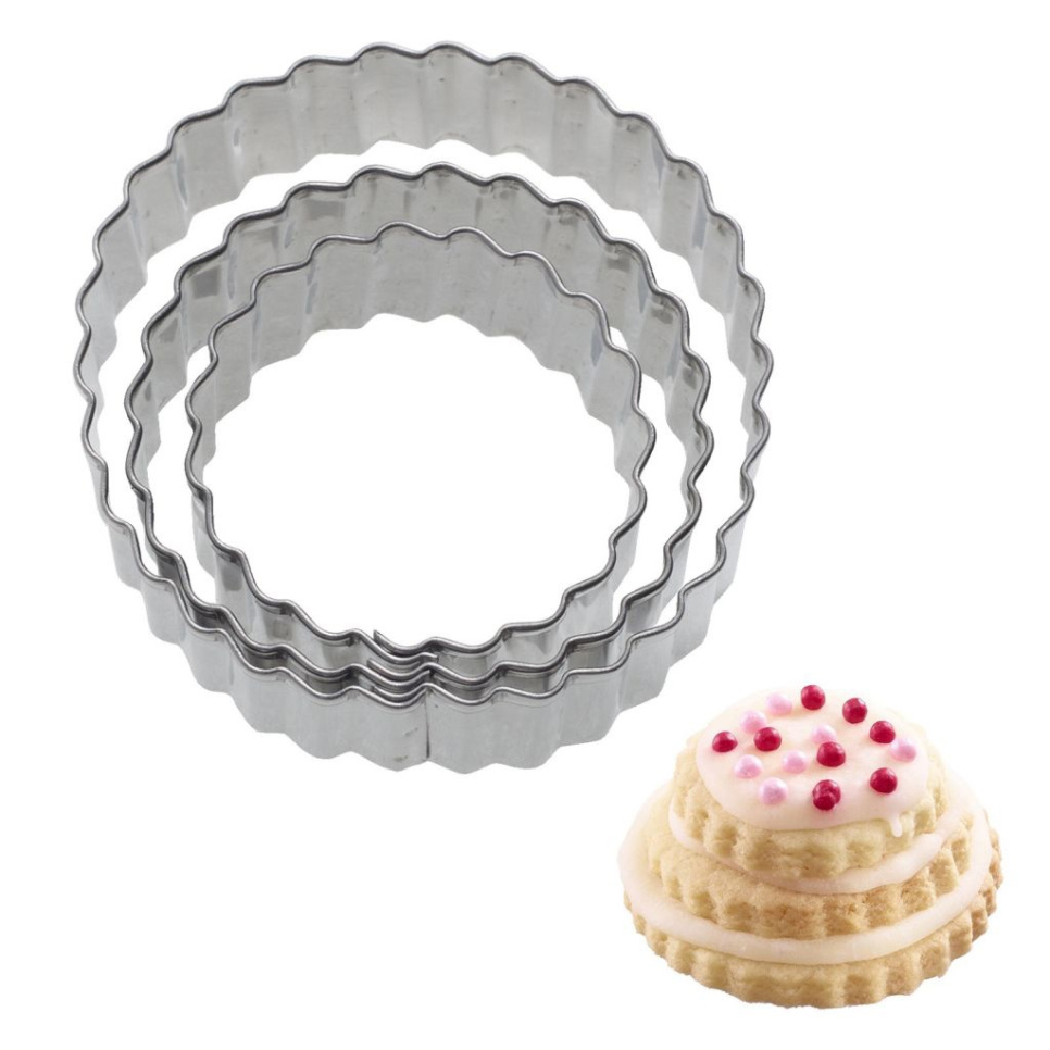 Peberkageform, Rund bølget, 4, 5 og 6 cm, 3-pak - Westmark