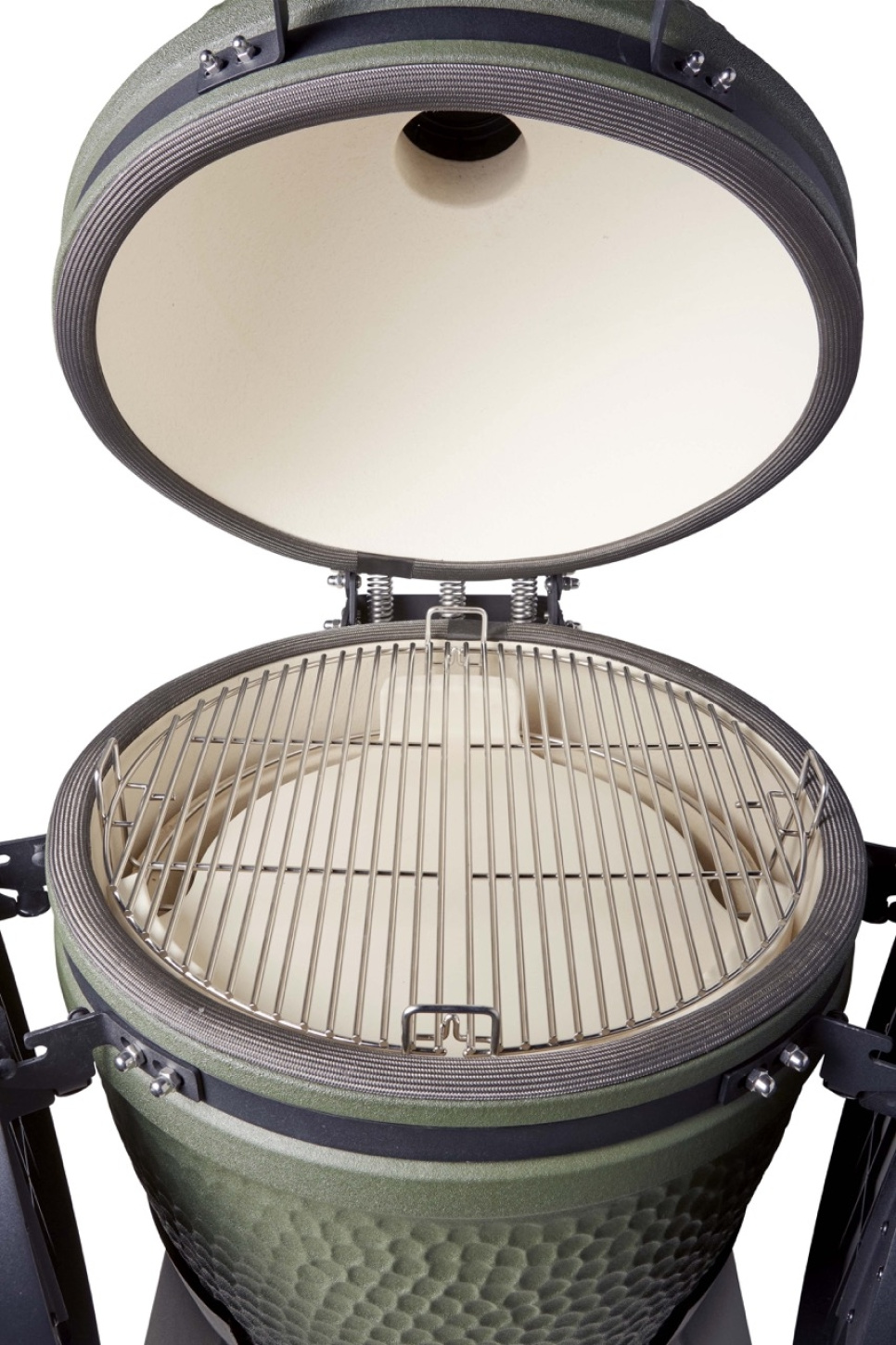 Kamado-grill inkl. benbeslag, aluminiumsben (marmorimitation) med hjul og sidebord - Moddern