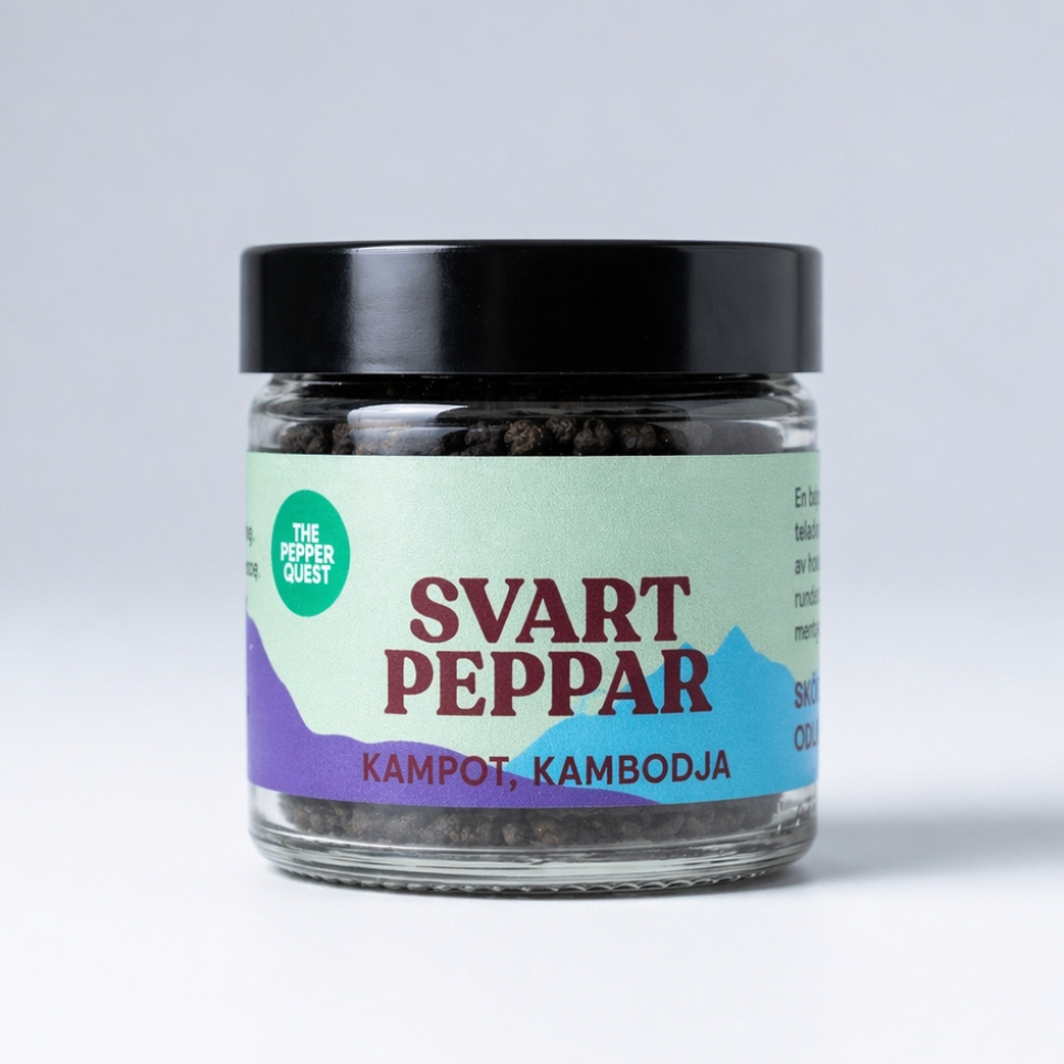 Peber, Sort Kampot, 40 g - The Pepper Quest i gruppen Madlavning / Krydderier & Smagsstoffer / Peber hos The Kitchen Lab (2257-34938)
